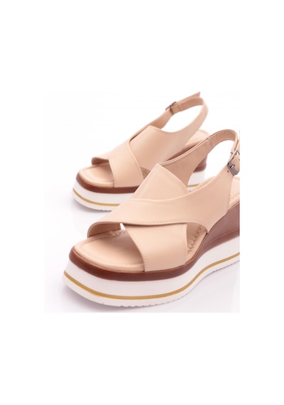 Dgn 722-24170 Kadin Mega Kalin Taban Sandalet Bej