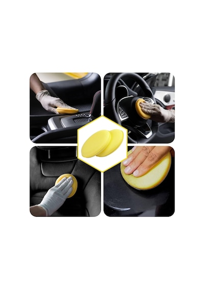 - 4 Adet Pasta Cila Wax Pedi Süngeri, Araba Ve Torpido Parlatma Ve Temizleme Aplikatörü