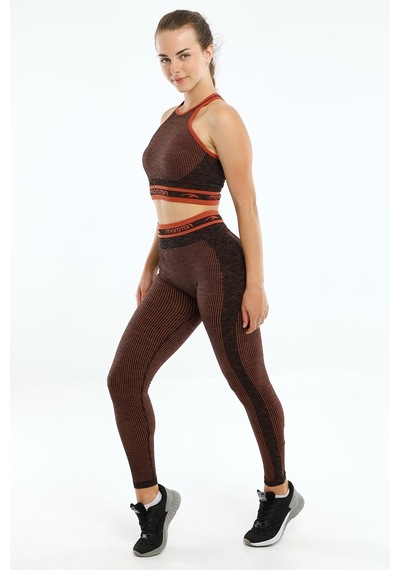Maraton Active Slimfit Kadın Bisiklet Yaka Kolsuz Basic Kiremit Bra 813076-Kiremit