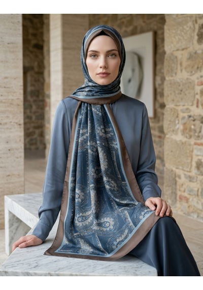 Moda Nuda Iconic Lema Şal Lacivert - Zarif Ve Klasik