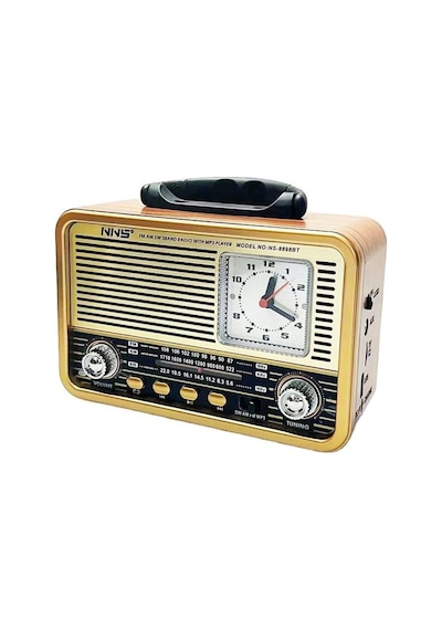 Nns Ns-8898bt Nostaljik Radyo Saatli, Nostaji, Bluetooth, Usb/sd/aux/ Radyo/ Mp3 Orta Boy Müzik Kutu