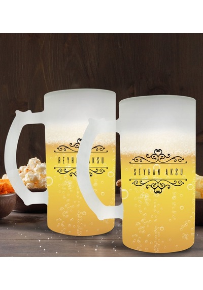 Kişiye Özel Isimli 2’li Buzlu Cam Bira Bardağı 50cl-9