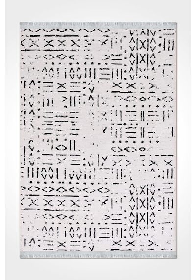 Venüs Beyaz İskandinav Desen Kaymaz Tabanlı Pamuk Dokuma Kilim Beyaz