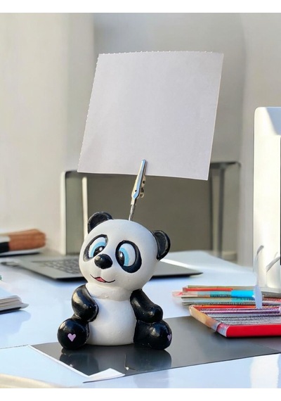 Tatlı Sevimli Kawaii Panda Fotoğraf Not Tutacak Ofis Hediye Tutucu Siyah Beyaz