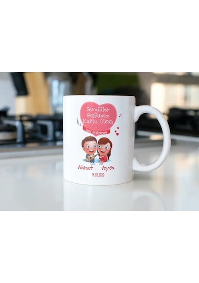 Sevgililer Günü Kupa Bardak Model-060 Beyaz