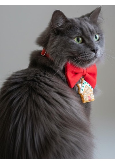 Gingerhome Kedi Papyon Tasması Kırmızı Fiyonk Boyun Aksesuarı Noel Temalı Kedi Süsü