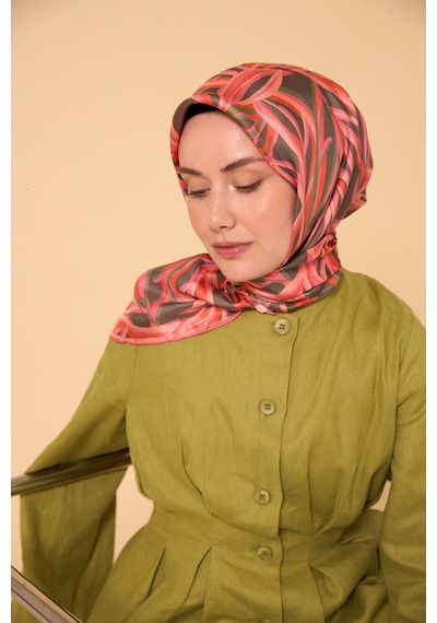 Silk Home Twill İpek Eşarp 11472-24 Gri, Narçiçeği, Pembe, Yeşil, Pudra Pembe