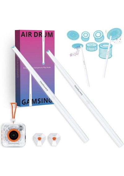 Gamsing Taşınabilir Sanal Hava Baterisi Air Drum Set - Dahili Hoparlörlü & Led Işıklı Elektronik Davul Bageti