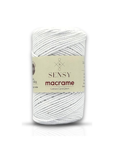 Premium Koton Pamuk Makrome İpi 2mm Cotton Zincir Makrome Çanta İpi Supla İpi Koton İp Optik Beyaz