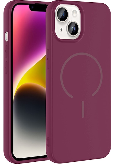Apple Uyumlu iPhone 13 Kılıf M-safe Şarj Özellikli Mkst Meta Kapak - Mürdüm Mürdüm