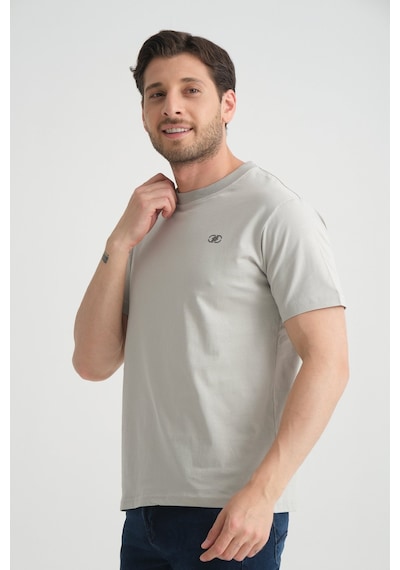 Shooter Sportwear Shooter Erkek T-shirt Nefes Alabilen Esnek Pamuklu Kumaş Regular Kalıp Minimal Logolu Gri