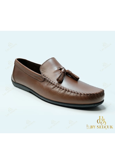 Loafer Düz Taban Deri Ayakkabı Taba