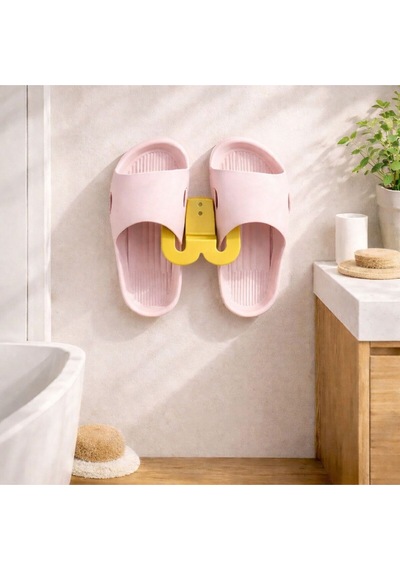 Terlik Askılığı Duvara Yapışan Banyo Terlik Tutucu Delmeden Montaj Çok Renkli Sarı