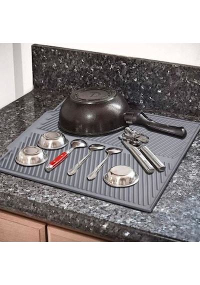 Silikon Bulaşık Kurutma Matı, Isıya Dayanıklı Lavabo Süzgeç Nihale Mutfak Tezgahı Mat 43x33cm Siliko Diğer