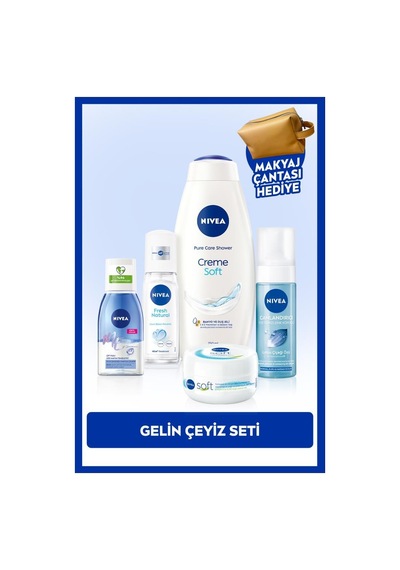 Gelin Çeyiz Seti, Duş Jeli,yüz Yıkama Köpüğü,deodorant,göz Makyaj Temizleyici Ve Krem, Çanta Hediye