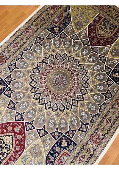 Kubbe Motifli 200 X 300 İpek Halı Çok Renkli