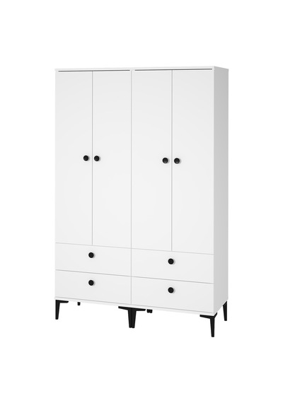 Kalender Dekor Silvia-1-1 Slv01, 4 Kapaklı, 4 Çekmeceli Gardırop