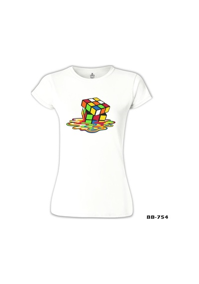 Color Cubes Beyaz Kadın Tshirt 001