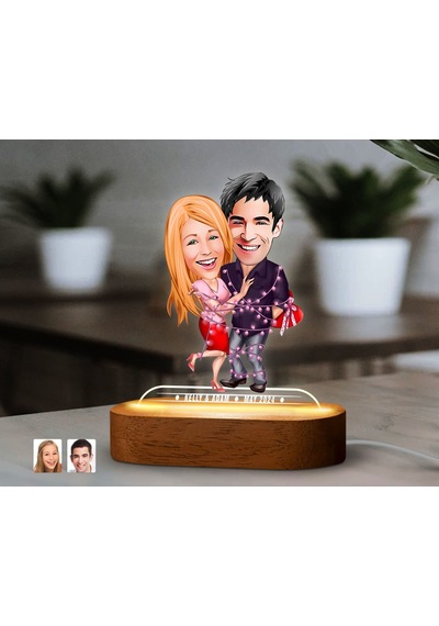 Bk Gift Kişiye Özel Sevgili Karikatürlü Dekoratif 3d Biblo Led Işıklı Gece Lambası-2, Düğün Hediyesi, Yıl Dönümü Hediyesi Kobitmeyen138277 Bk Gift