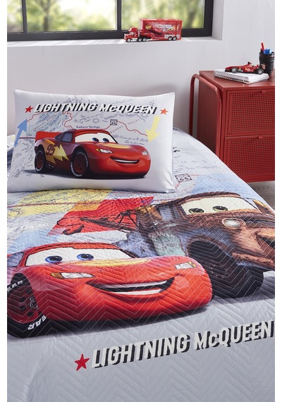 Özdilek Cars On The Road Tek Kişilik Disney Lisanslı Lastikli Fitted Çarşaf Kapitone Çocuk Nevresim Takımı Gri