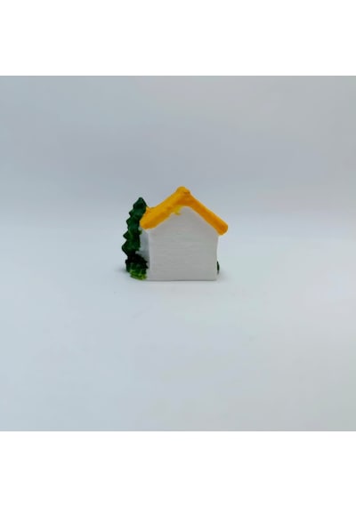 Mini Çam Ağaçlı Ev -sarı-teraryum Malzemesi Çok Renkli