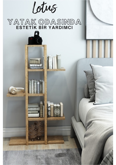 Lotus Atlantik Çam Ahşap 5 Katlı Çiçeklik, Saksılık, Çiçek Standı, Dekoratif Raf-çok Amaçlı Kullanım Çam - 630451522 Çam