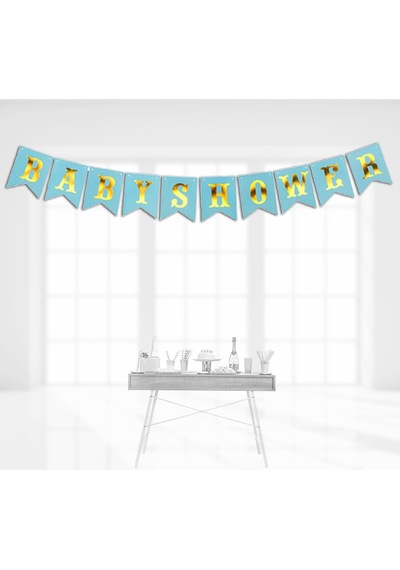 Baby Shower Karton Uzar Yazı. 3.00 Mt - Mavi