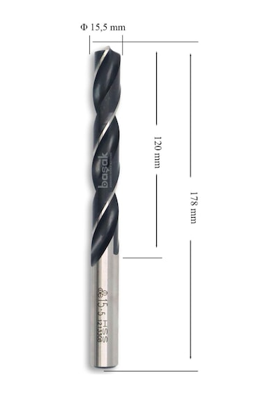 MTE 15,5 mm Taşlanmış Metal Matkap Ucu HSS DIN 338