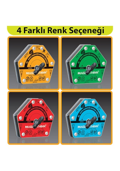 Magnethink Manyetik Kaynak Gönyesi Güçlü Mıknatıslı Aç Kapa Özellikli 6 Açılı Kolay Temizlenebilen Turuncu 1 Adet