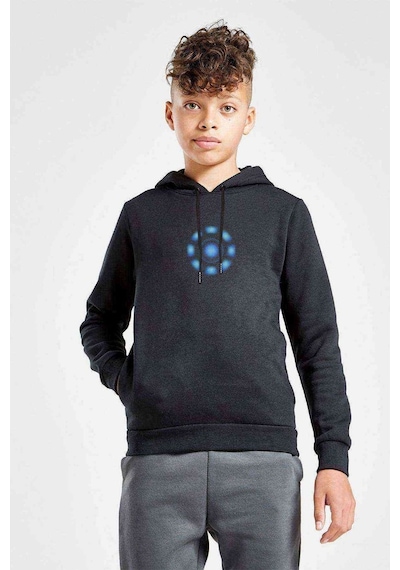 Tshirthane Ironman Arc Reactor Baskılı Unisex Çocuk Kapüşonlu Siyah Sweat Siyah