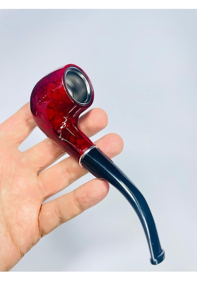 Alcan Marka Bordo Metal Müşürlü Filitreli Pipo 12 CM