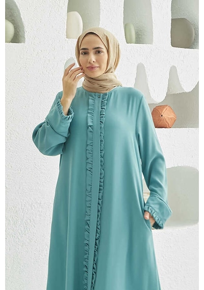 Neways 6607-fırfırlı Krep Ferace Mint Yeşili Mint Yeşili