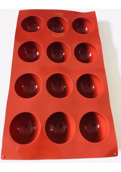 Yarım Küre 12'li Silikon Kek Pasta Buz Kalıbı Ürün 4,5cm Kahverengi Kahverengi