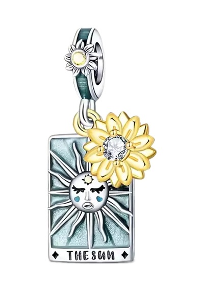Güneş The Sun Tarot Kartı Sallantılı 925 Ayar Gümüş Charm