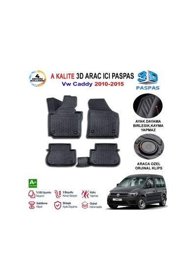 Vw Caddy 3d Paspas Havuzlu Pro 2010-2015