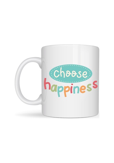Choose Happiness "mutluluğu Seç" Yazılı Porselen Kupa Model 156 Motivasyon Kupası Renkli Tasarım Kahve & Çay Kupası Mutluluk Temalı Hediye Çok Renkli