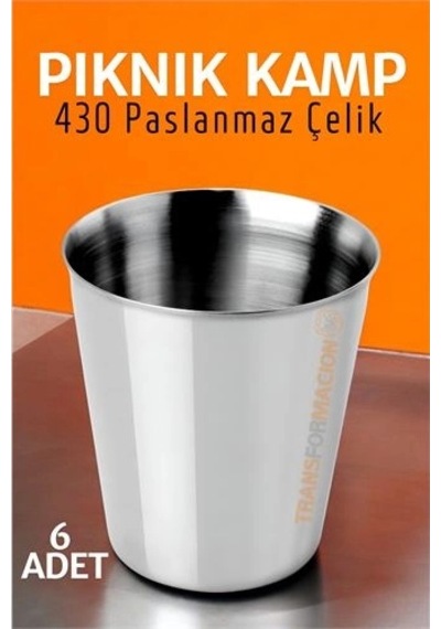 Paslanmaz Çelik Bardak Seti Kamp Piknik Bardağı 6 Adet 721504 '