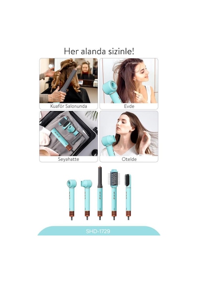 Sinbo Shd-1729 5in1 Compact Multi-styler Saç Kurutma & Şekillendirme Makinesi-mavi