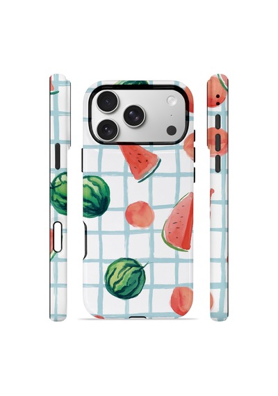 Apple iPhone Uyumlu 17 Pro Max Vorian Çift Katmanlı Magsafe Kılıf Watermelon Grid