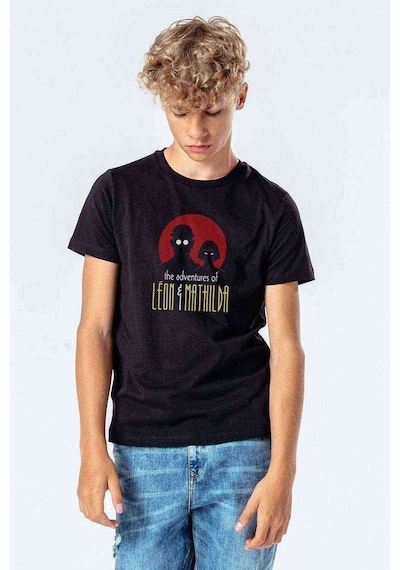 Tshirthane The Adventures Of Leon & Mathilda Baskılı Unisex Çocuk Siyah T-S