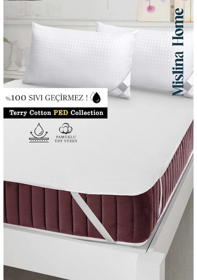 Terry Cotton Pamuklu Sıvı Geçirmez Köşe Lastikli Ped Tek - Çift Kişilik Çocuk Yatak Koruyucu Alezi Beyaz