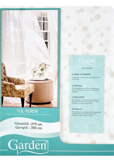 Gardenn Lena Tül Perde - Krem - 300x270 Cm Diğer