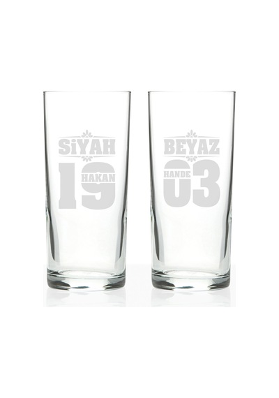 Kişiye Özel 2'li Siyah Ve Beyaz Rakı Bardağı Seti