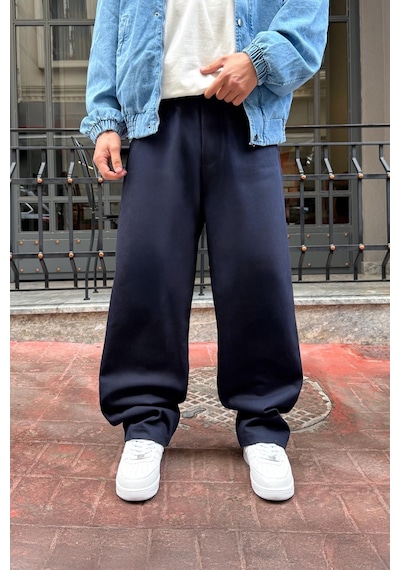 Flaw Bel Lastikli Baggy Gabardin Pantolon Lacivert Lacivert