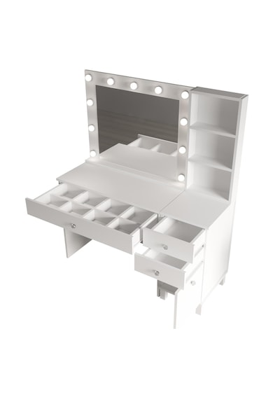 Robin Home Hollywood Makyaj Masası Ve Puf 3 Çekmece Kapaklı Düzenleyici Raflı Hollywood Led Işıklı Puf Dahil Beyaz Robin Home Hollywood Makyaj Masası Ve Puf 3 Çekmece Kapaklı Düzenleyici Raflı Hollywood Led Işıklı Puf Dahil Beyaz
