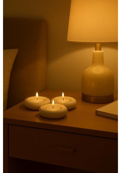Dekoratif 3'lü Tealight Mumluk Seti Beton Görünümlü, Modern Tasarım Standart