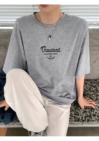 Unisex Thousand Baskılı Tasarım Tshirt Gri