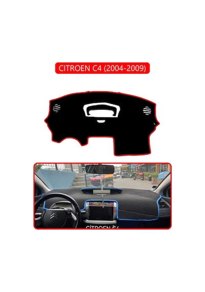 Cıtroen C4 2004-2009torpido Koruma Halısı Kırmızı Kenar