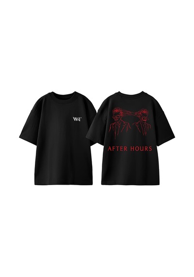Thewert The Weeknd After Hours 5 Tasarım Sırt Baskılı Pamuk Siyah Oversize T-shirt