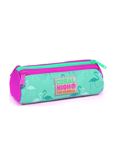 Su Yeşili Flamingo Desenli Üç Bölmeli Kız Çocuk Kalemkutu 22 X 7 X 7-Kız-Mint